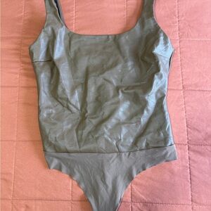 Skims faux leather body suit- brown - XL